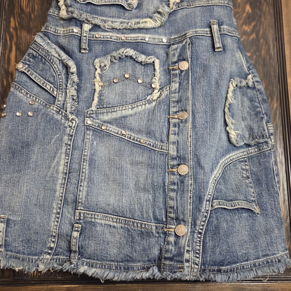 *RARE* Platinum Plush Edgy Blue Denim Patchwork Dress Sz M - Picture 4 of 16